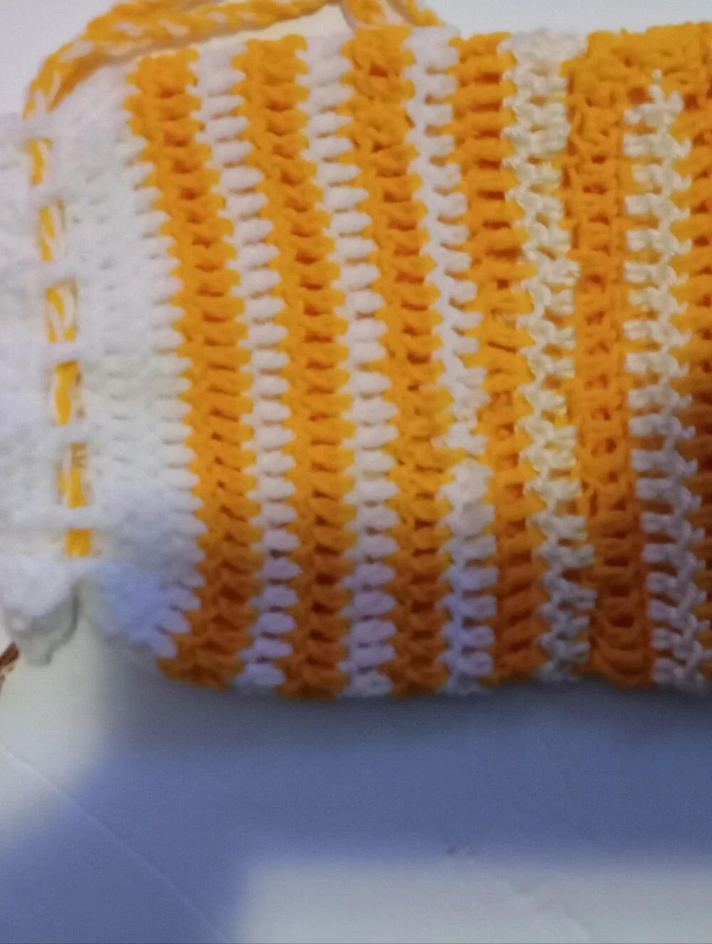 Crocheted Yellow & White Flower Cross Body Shoulder Bag